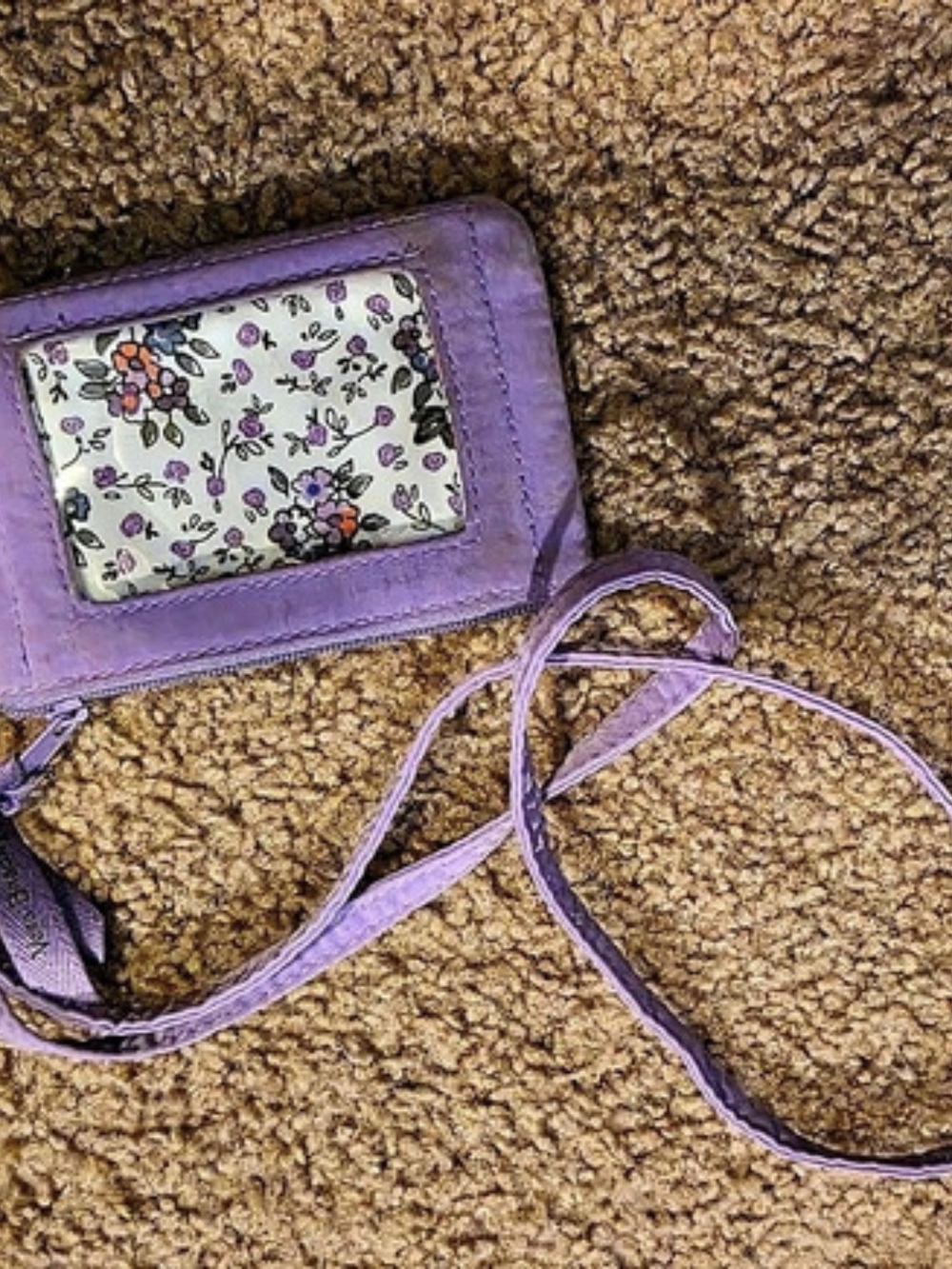 Vera Bradley Zip ID Case and Lanyard Purple Crossbody Bag
